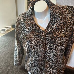 Denim&Co Leopard Print corduroy Jacket